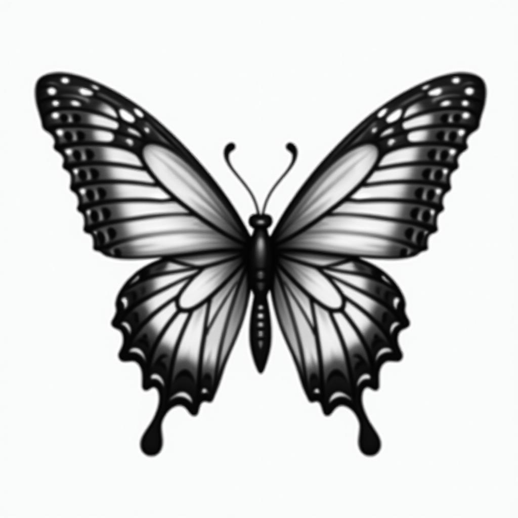 Butterfly with intricate wing patternshigly detailed tattoo - Variation 13