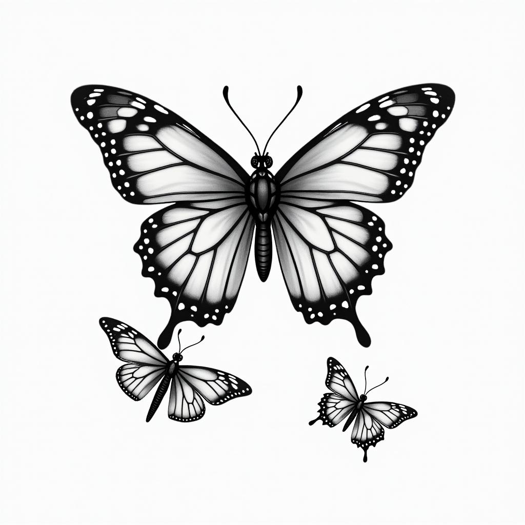 THE NAMES CAITLYN WITH BUTTERFLIES, SHAYLYNNE WITH DRAGON FLIES, CALLIE WITH FIREFLIES, CARSON WITH HORSEFLIEShigly detailed tattoo - Variation 6