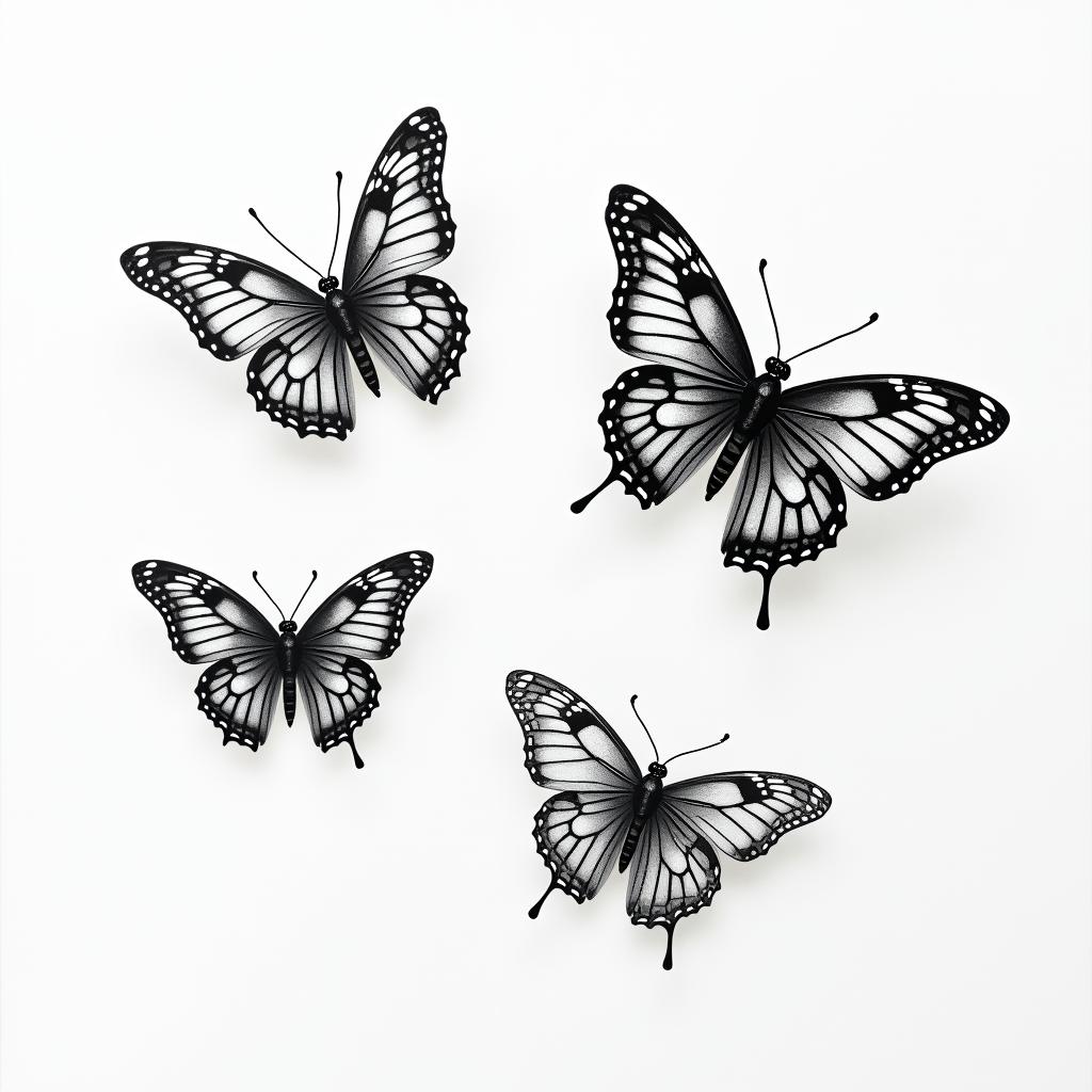 THE NAMES CAITLYN WITH BUTTERFLIES, SHAYLYNNE WITH DRAGON FLIES, CALLIE WITH FIREFLIES, CARSON WITH HORSEFLIEShigly detailed tattoo - Variation 5