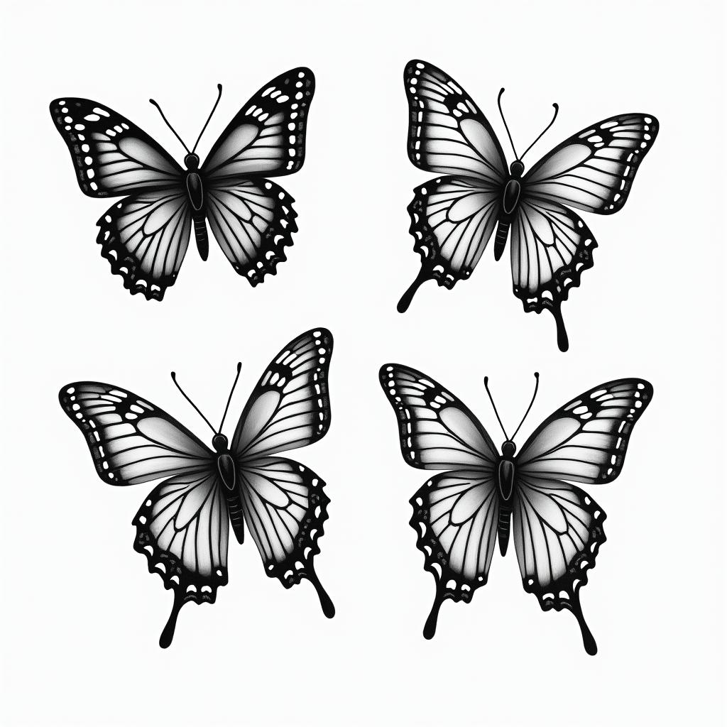 THE NAMES CAITLYN WITH BUTTERFLIES, SHAYLYNNE WITH DRAGON FLIES, CALLIE WITH FIREFLIES, CARSON WITH HORSEFLIEShigly detailed tattoo - Variation 4