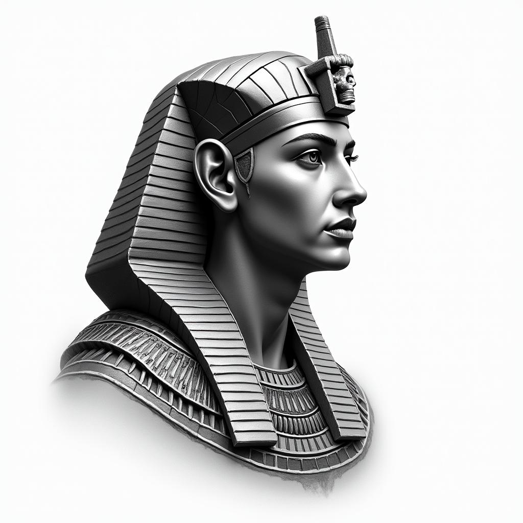 Egyptian with pyramidsin portrait tattoo style, featuring a highly realistic and detailed depiction 