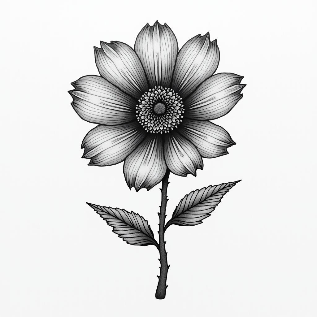 a flower with a fingerprinthigly detailed tattoo - Variation 4
