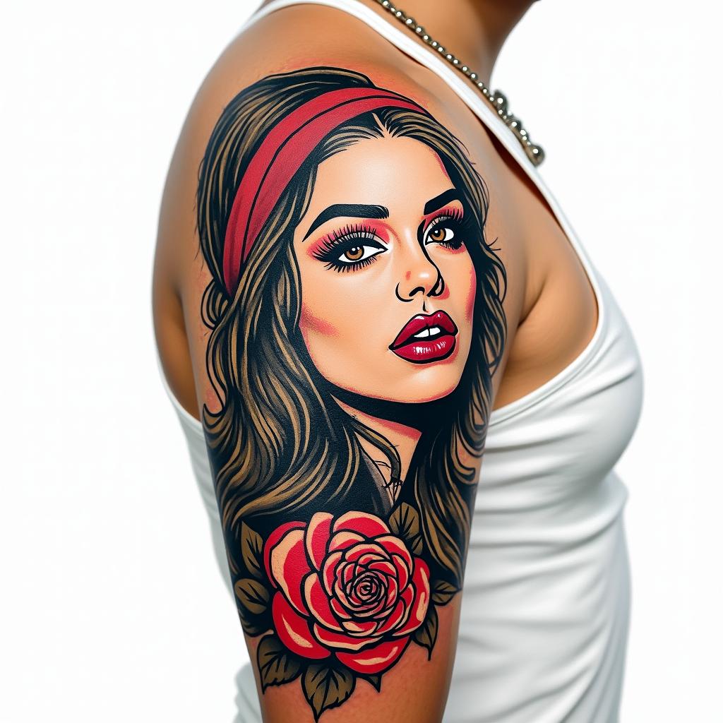 Thiago Marangoni, Pisces, 28 years old, Sumaréin pop art style tattoo, featuring bold and vibrant colors, exaggerated outlines, iconic imagery, inspired by comic books and speech bubbles, comic book characters, retro pop culture - Variation 4