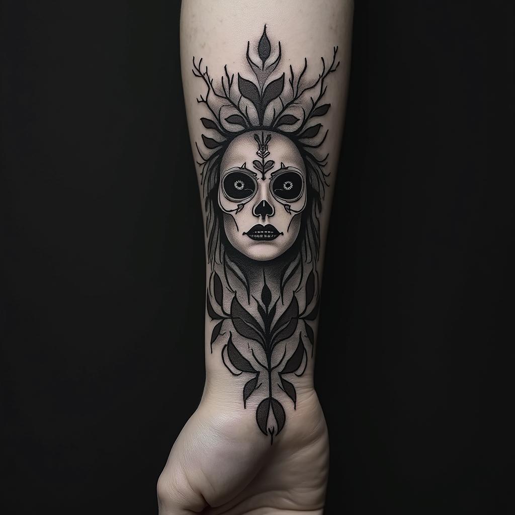 Emilson, poison tree, scorpio, heart in horror tattoo style, showcasing haunting and unsettling, dark and gritty textures with skulls, eerie faces, jgged designs, bold and intense shading