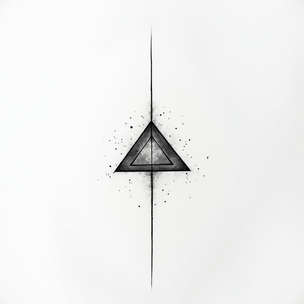 Thiago Marangoni, Pisces, 28 years old, Sumaré.in minimalist style tattoo, featuring simple shapes and fine lines, with minimal shading and details, tiny triangles, creating a sense of balance and harmony - Variation 3