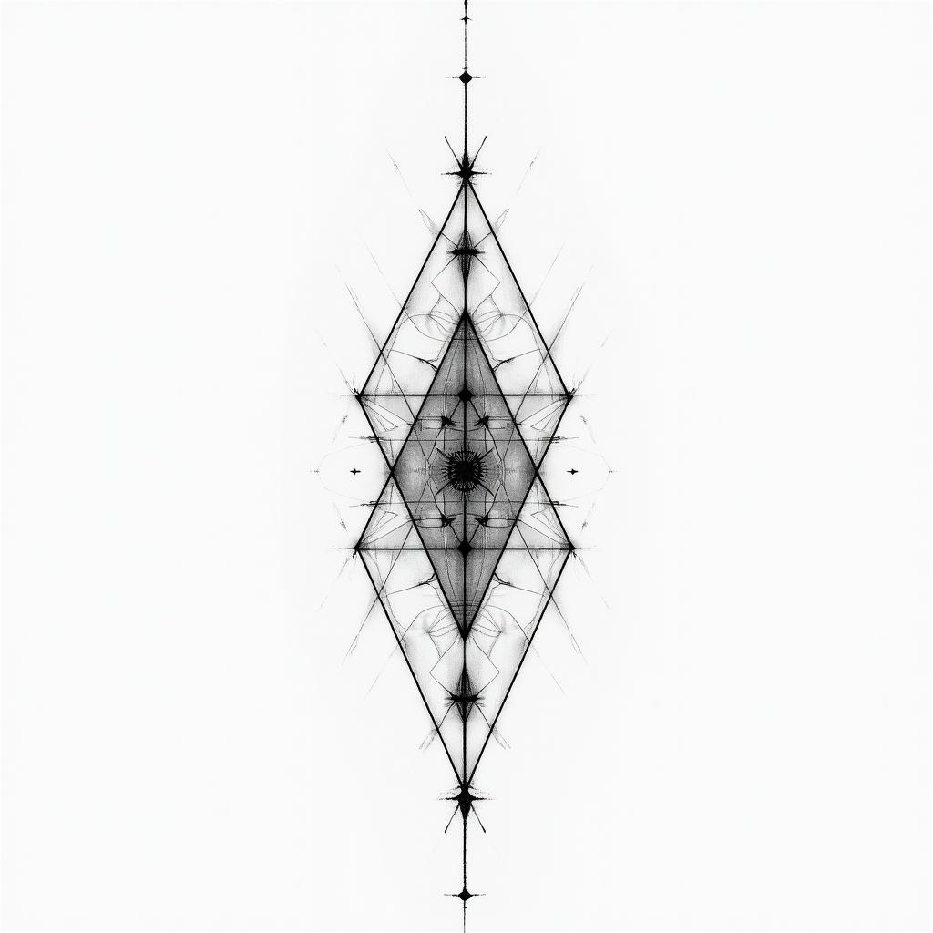 Thiago Marangoni, Pisces, 28 years old, Sumaré.in minimalist style tattoo, featuring simple shapes and fine lines, with minimal shading and details, tiny triangles, creating a sense of balance and harmony - Variation 4