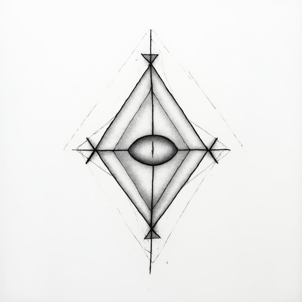 Thiago Marangoni, Pisces, 28 years old, Sumaré.in minimalist style tattoo, featuring simple shapes and fine lines, with minimal shading and details, tiny triangles, creating a sense of balance and harmony - Variation 2