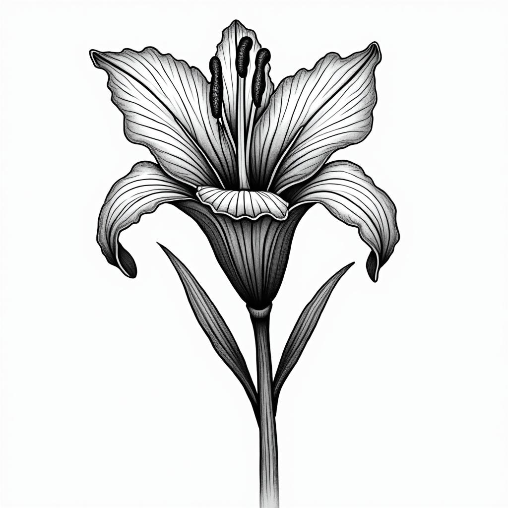 A lily with letteringin bohemian style tattoo, 8k - Variation 7
