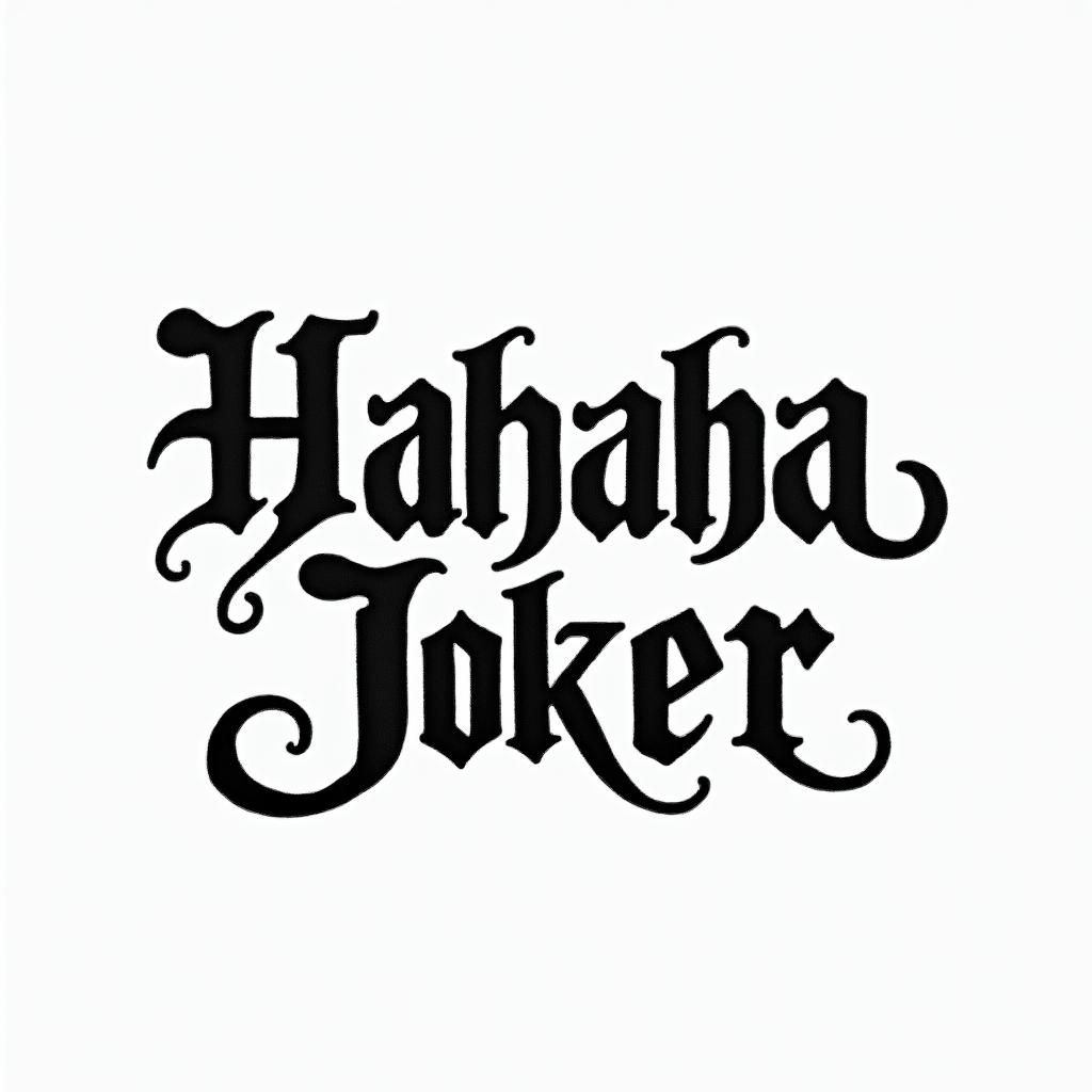 Hahaha jokertext-based tattoo, gothic font ultra-realistic, perfectly placed, high-quality font design, photo-realistic shading, 8k, high quality, finely detailed typography - Variation 2