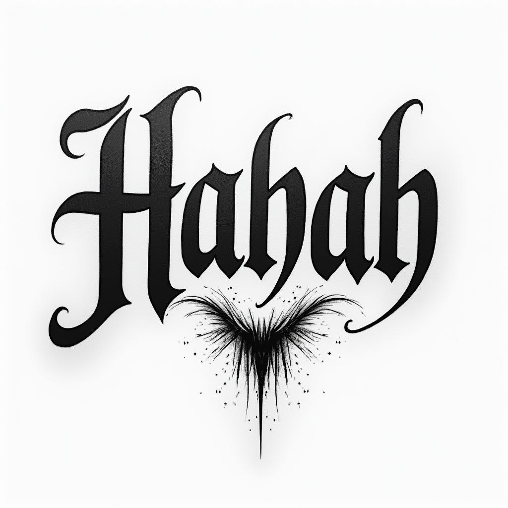 Hahaha jokertext-based tattoo, gothic font ultra-realistic, perfectly placed, high-quality font design, photo-realistic shading, 8k, high quality, finely detailed typography - Variation 3