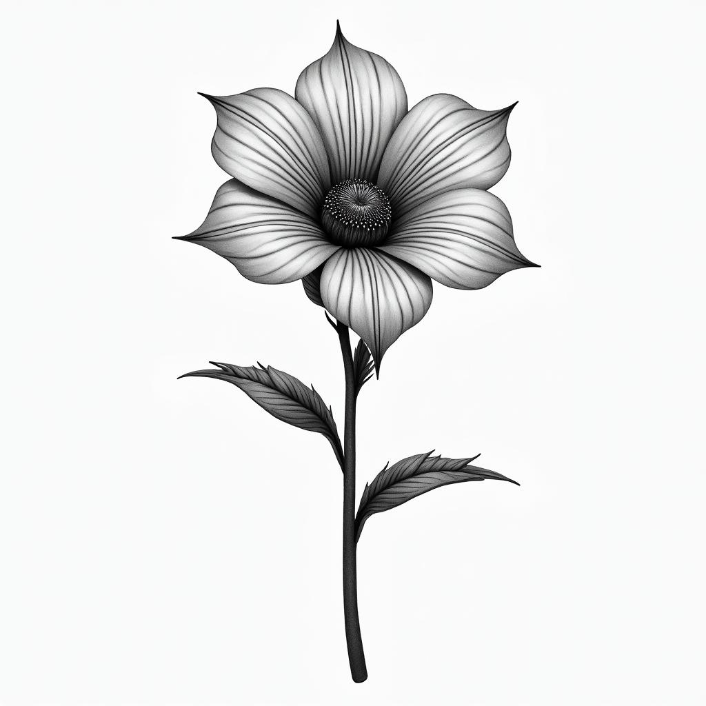 flower with arrow as a stemin realism tattoo style, featuring a highly detailed, lifelike, capturing every detail, photorealistic, ultra realistic, intricate shading, smooth and sharp,   - Variation 2