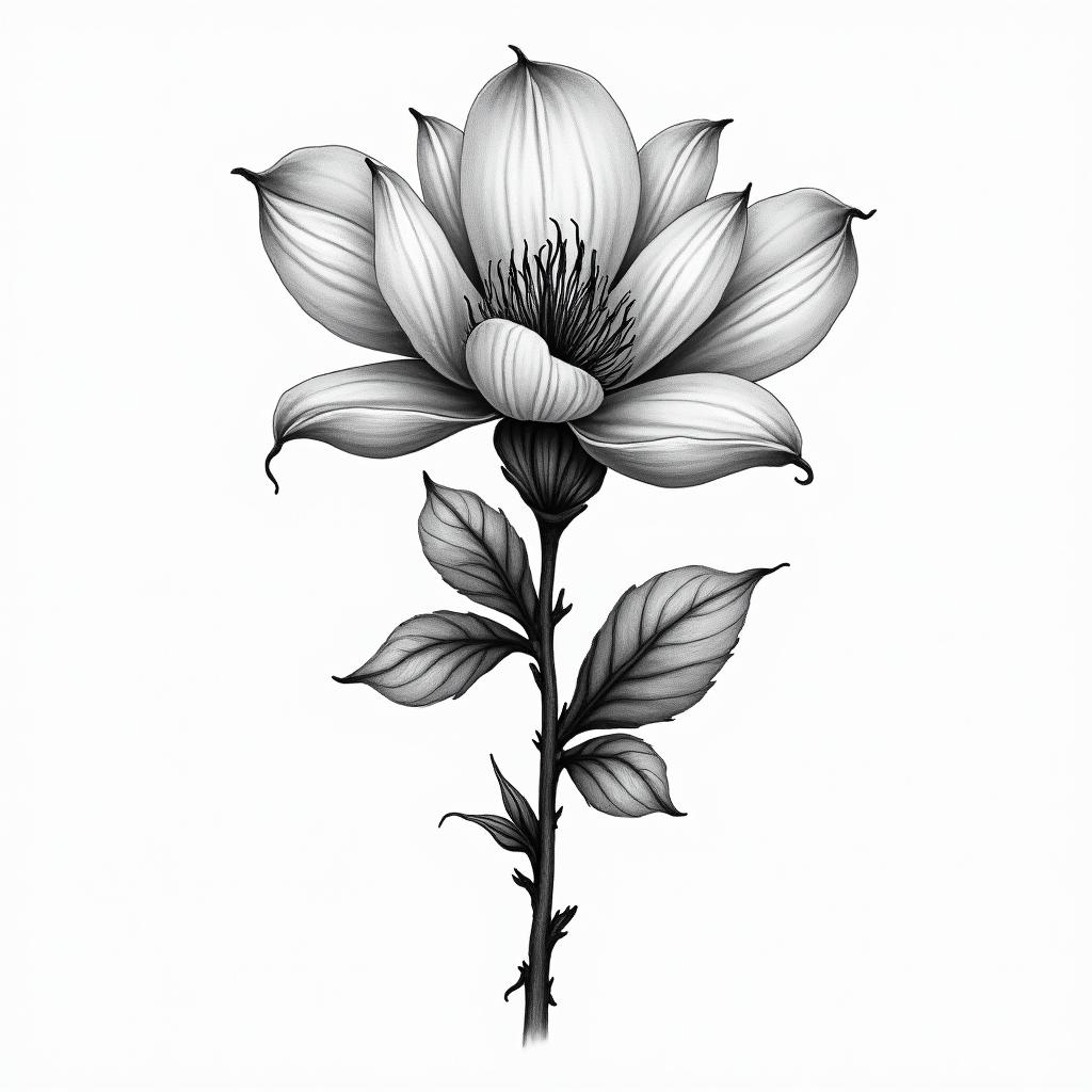 Magnoliain bohemian style tattoo, 8k