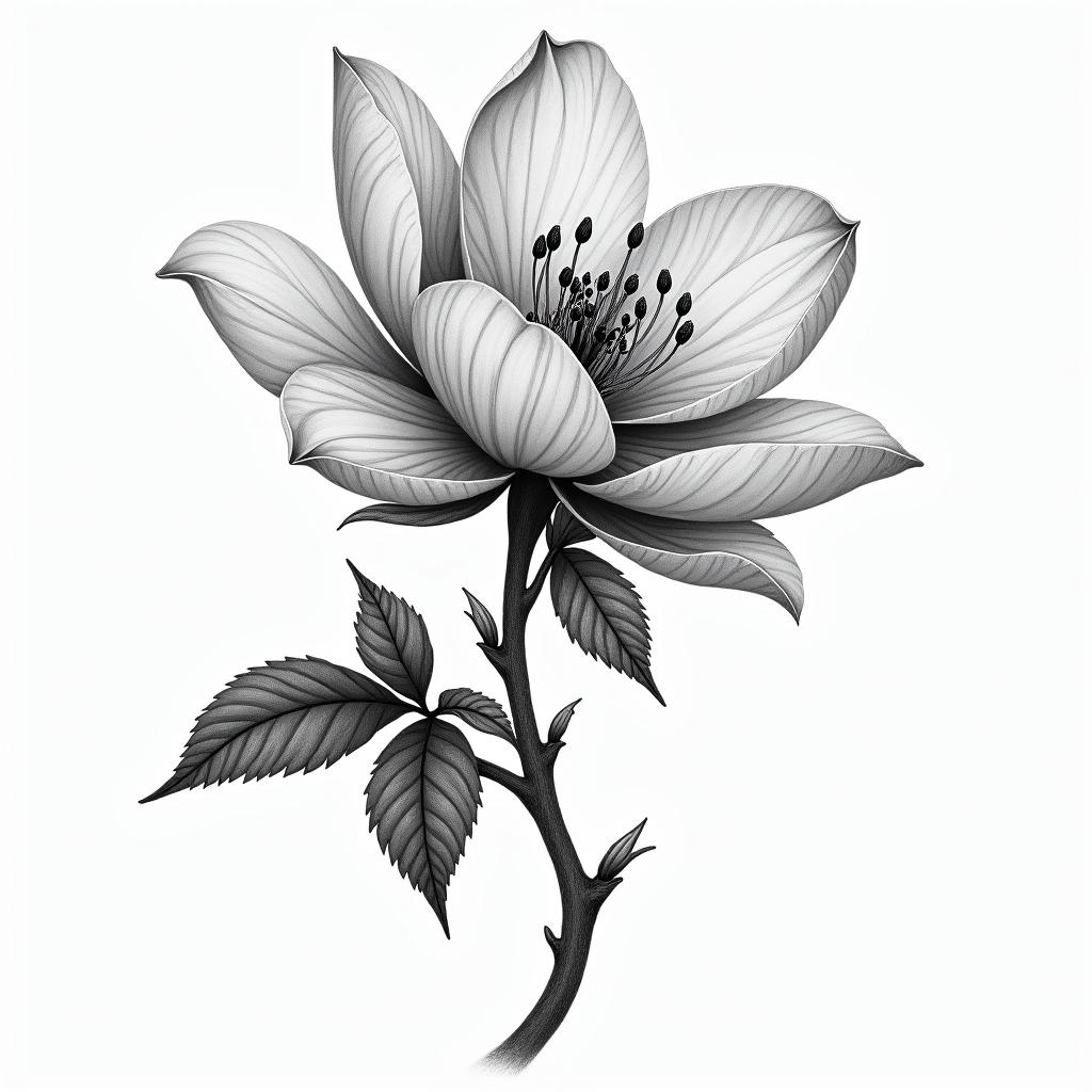 Magnoliain bohemian style tattoo, 8k - Variation 3