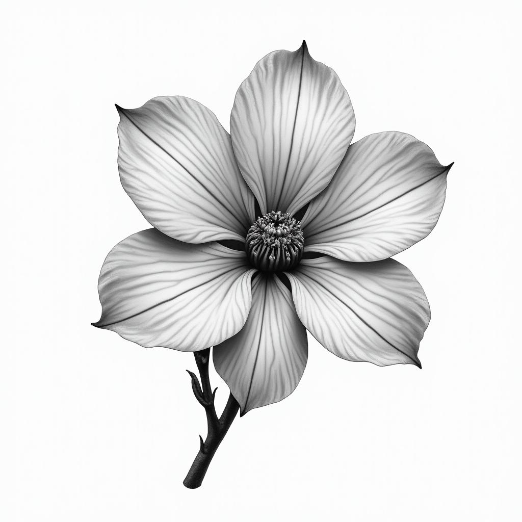 Magnoliain realism tattoo style, featuring a highly detailed, lifelike, capturing every detail, photorealistic, ultra realistic, intricate shading, smooth and sharp,