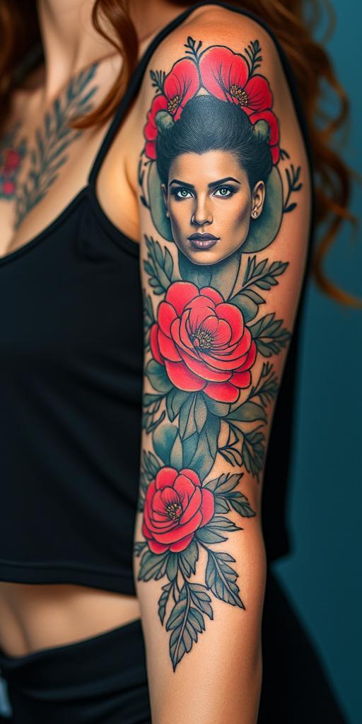 Antonieta, Aquarius, Venezuelain pop art style tattoo, featuring bold and vibrant colors, exaggerated outlines, iconic imagery, inspired by comic books and speech bubbles, comic book characters, retro pop culture - Variation 4