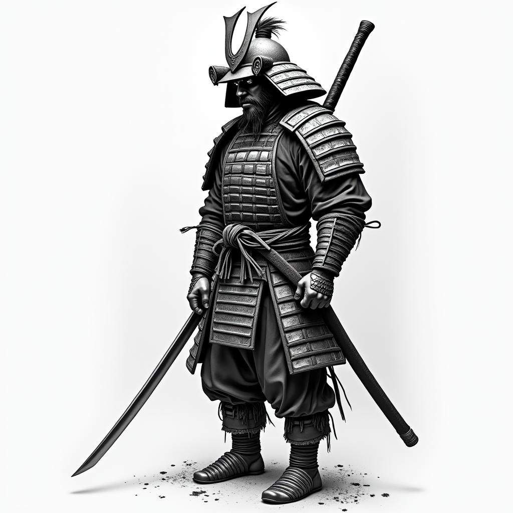 Samurai with a katanahigly detailed tattoo - Variation 21