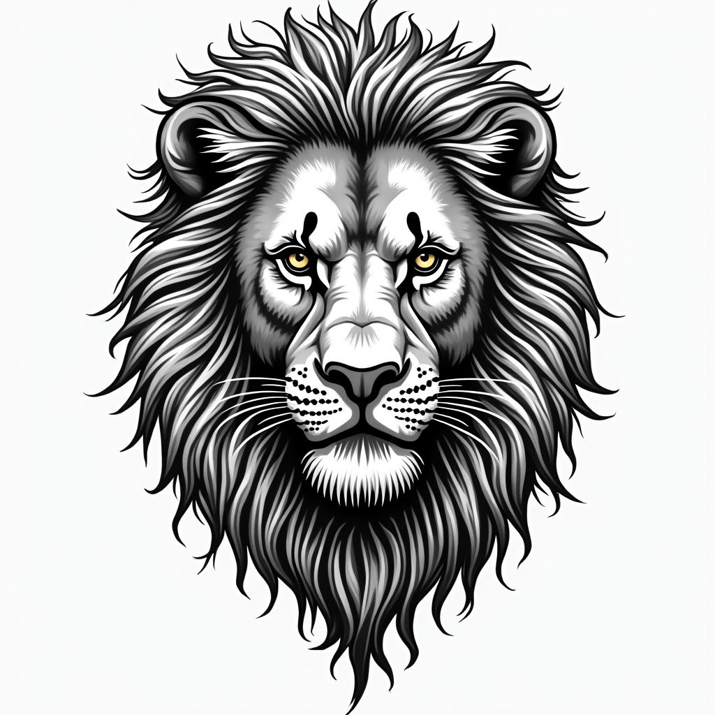 Lionin authentic tattoo style, incorporating traditional modifications, bold black outlines, solid color fills, featuring classic authentic elements - Variation 3