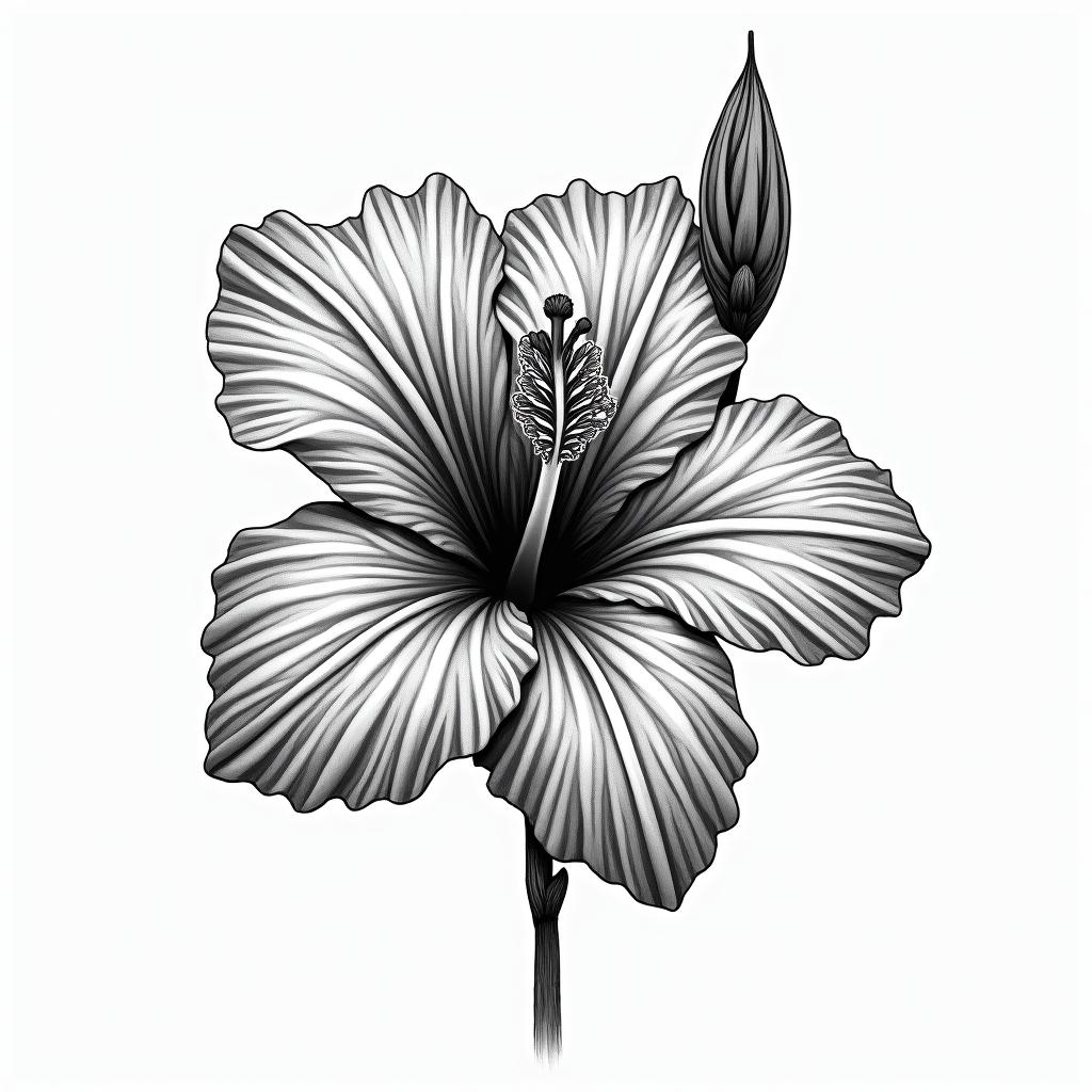 Hibiscus Jamaicain new school tattoo, pop culture, modern, detailed tattoo, illustrative - Variation 3