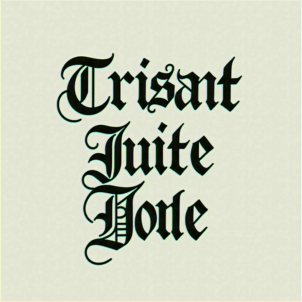 Tristan Juliet Jacetext-based tattoo, gothic font ultra-realistic, perfectly placed, high-quality font design, photo-realistic shading, 8k, high quality, finely detailed typography - Variation 2