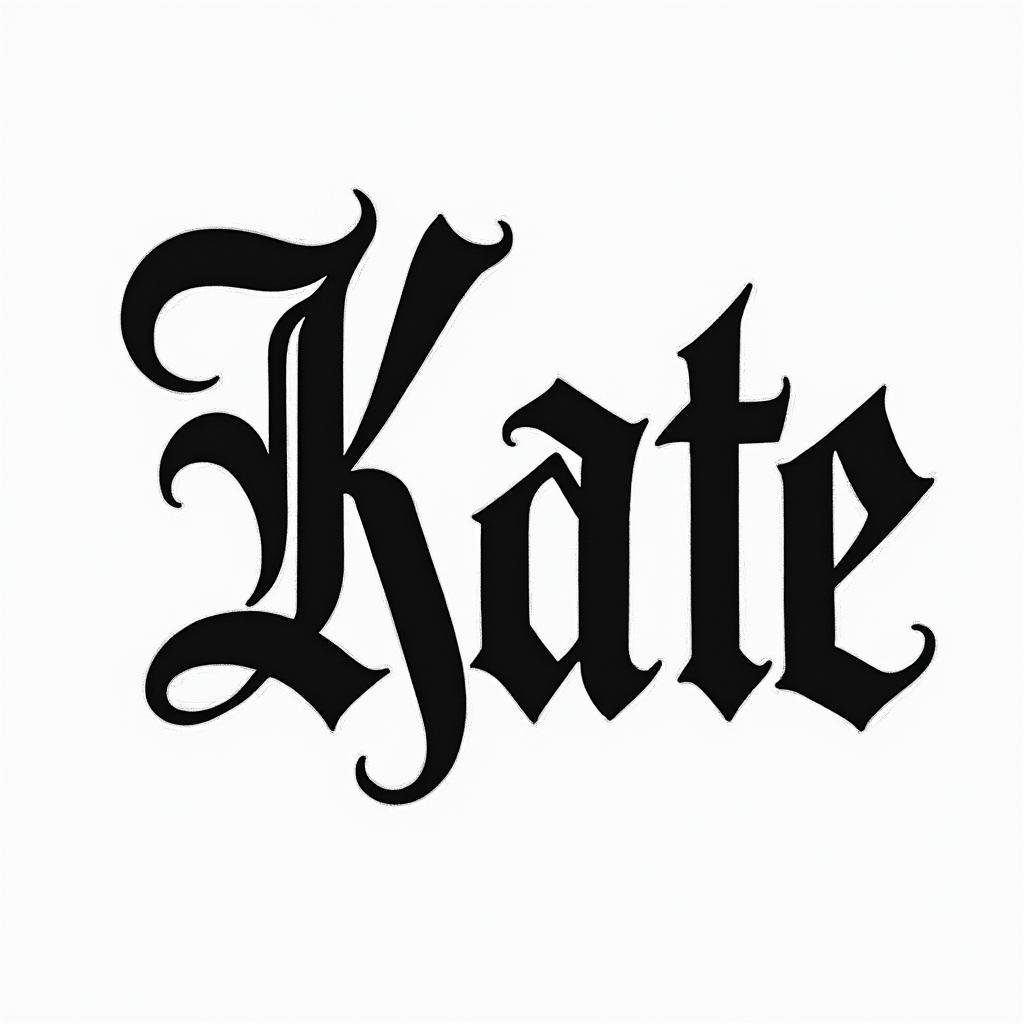 Katetext-based tattoo, gothic font ultra-realistic, perfectly placed, high-quality font design, photo-realistic shading, 8k, high quality, finely detailed typography - Variation 5