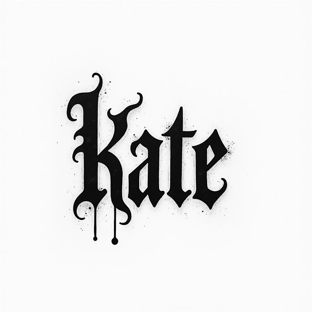 Katetext-based tattoo, gothic font ultra-realistic, perfectly placed, high-quality font design, photo-realistic shading, 8k, high quality, finely detailed typography - Variation 6