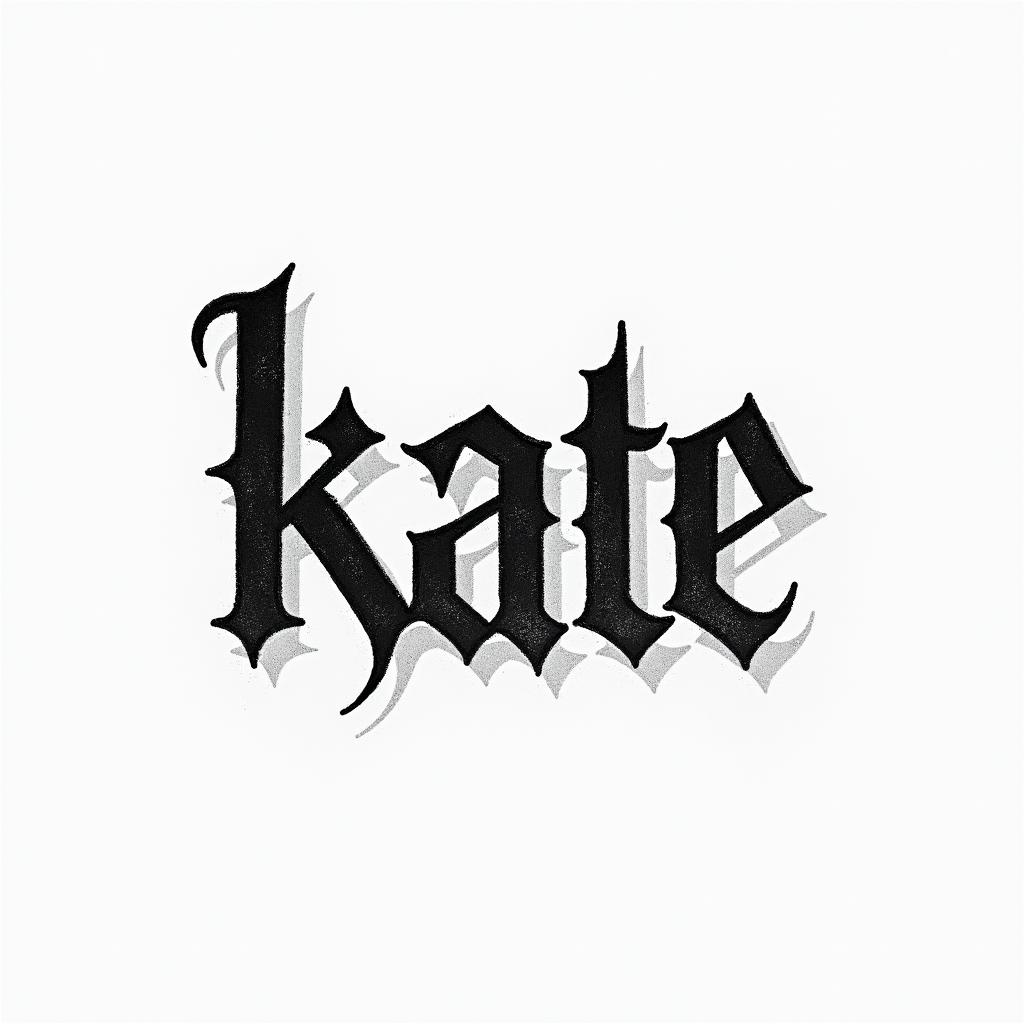 Katetext-based tattoo, gothic font ultra-realistic, perfectly placed, high-quality font design, photo-realistic shading, 8k, high quality, finely detailed typography - Variation 7