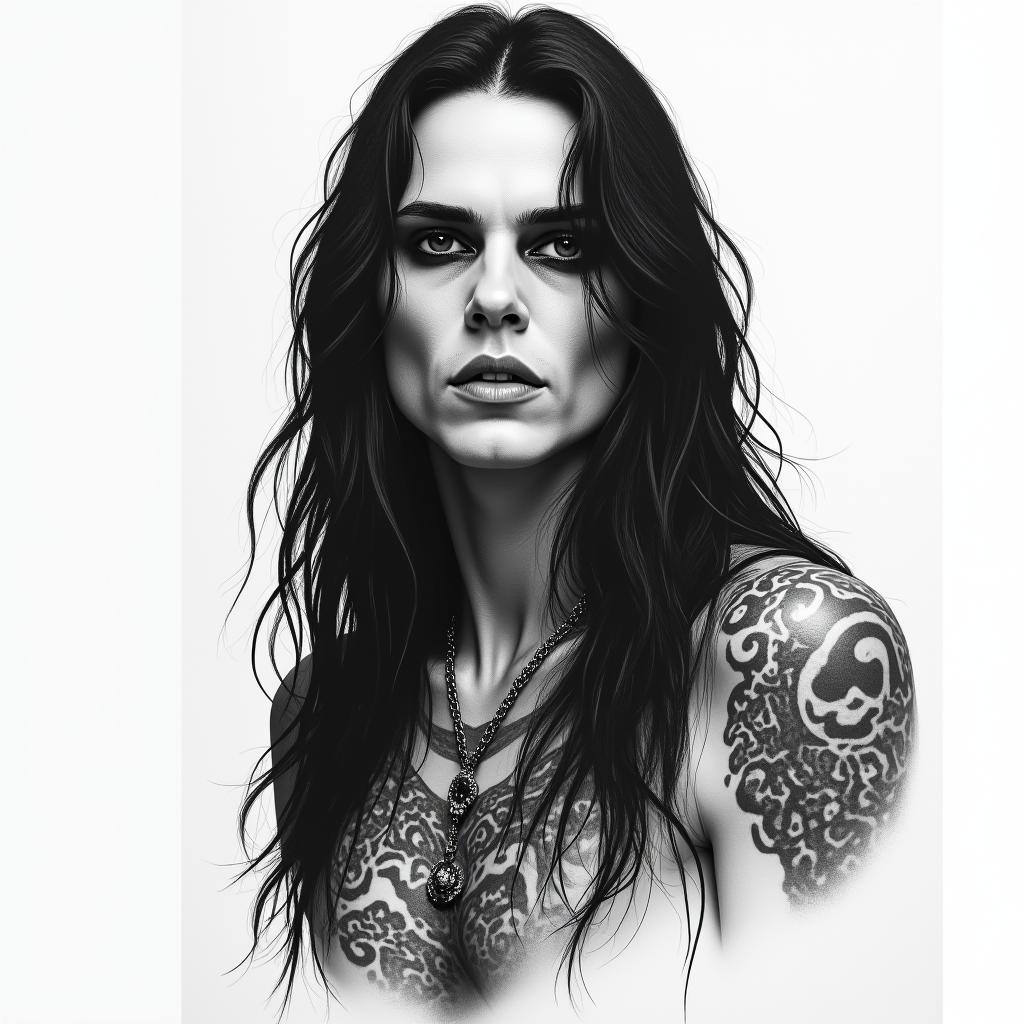 Peter Steelein portrait tattoo style, featuring a highly realistic and detailed depiction - Variation 2