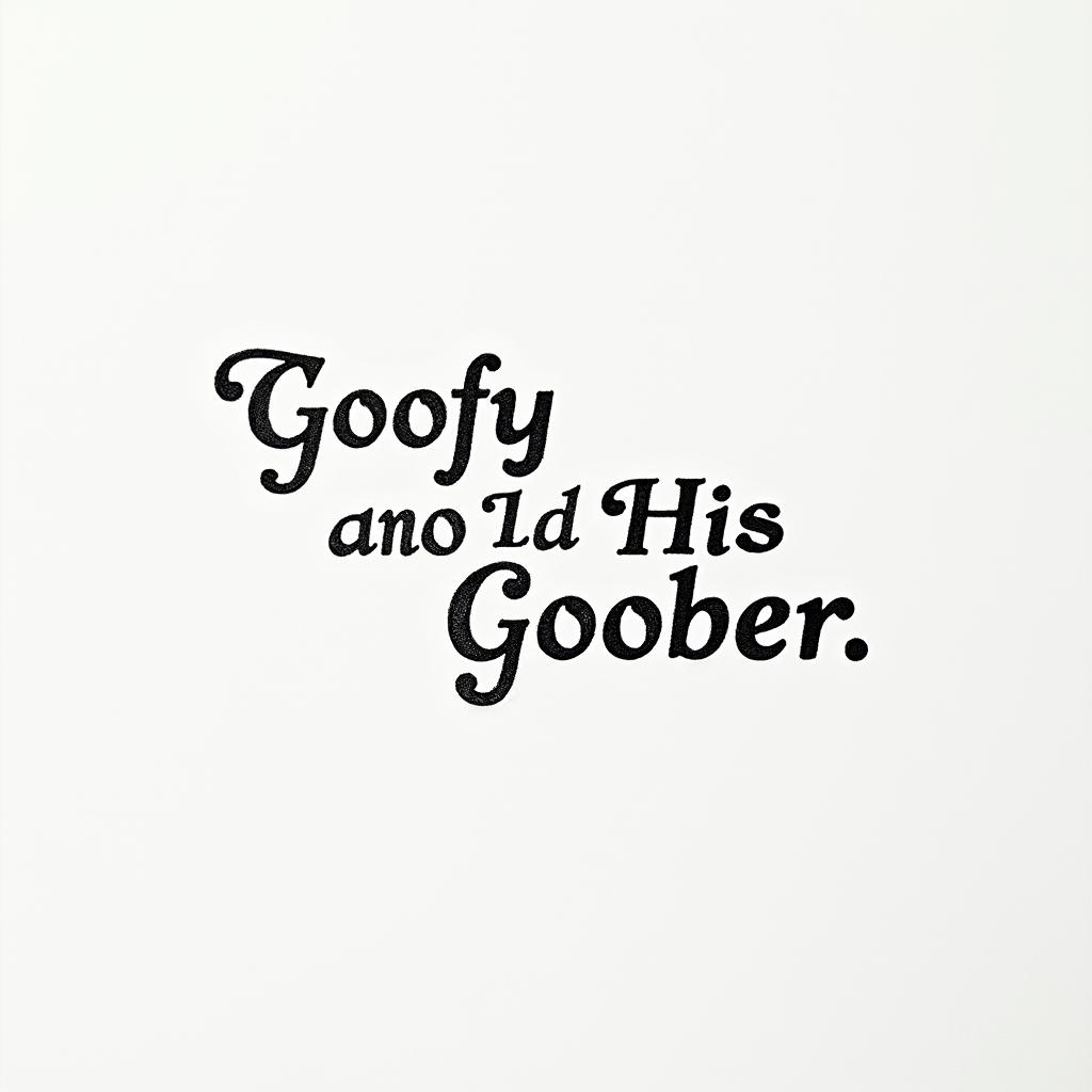 The words Her Goofy and the words His Gooberminimalist text-based tattoo, Monospace font ultra-realistic, perfectly placed, high-quality font design, photo-realistic shading, 8k, high quality, finely detailed typograph - Variation 2
