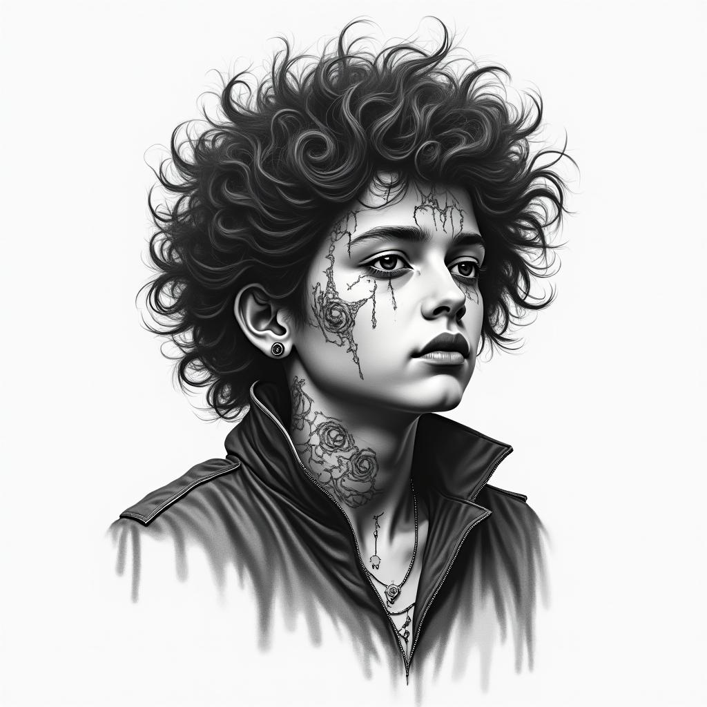 The lost boysin portrait tattoo style, featuring a highly realistic and detailed depiction - Variation 2