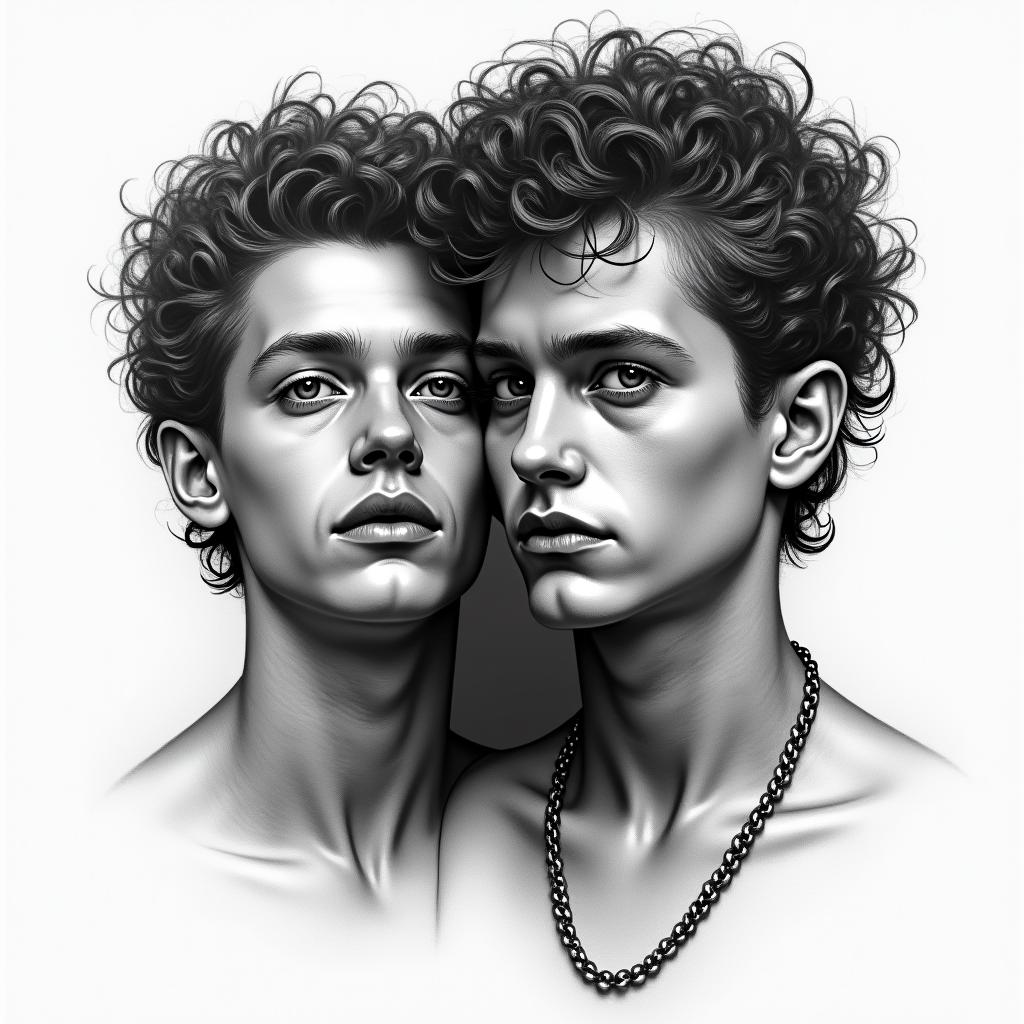 The lost boysin portrait tattoo style, featuring a highly realistic and detailed depiction - Variation 3