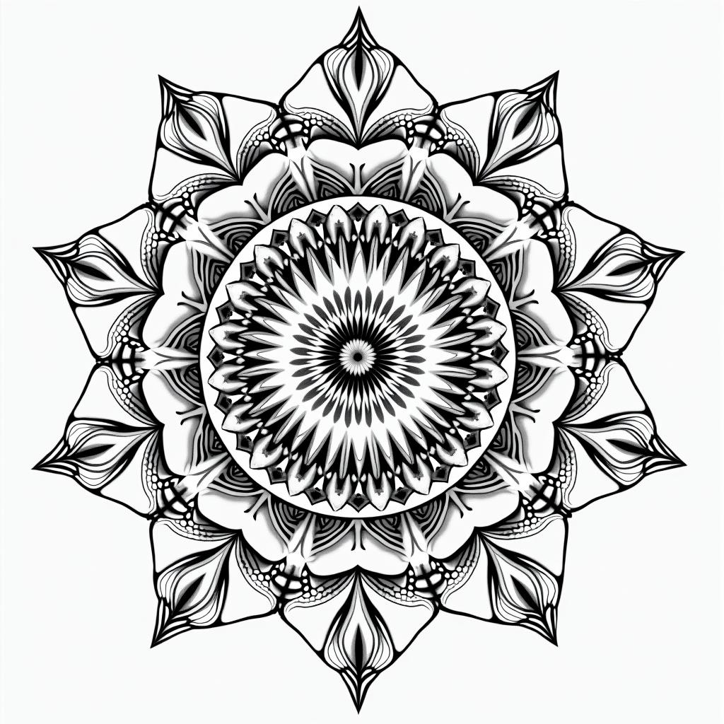American Soldier, aquarius, feb 10, 1994in dotwork style tattoo, complex mandala patterns, interlocking geometric shapes with sharp symmetry, clean lines, sharp angles - Variation 2