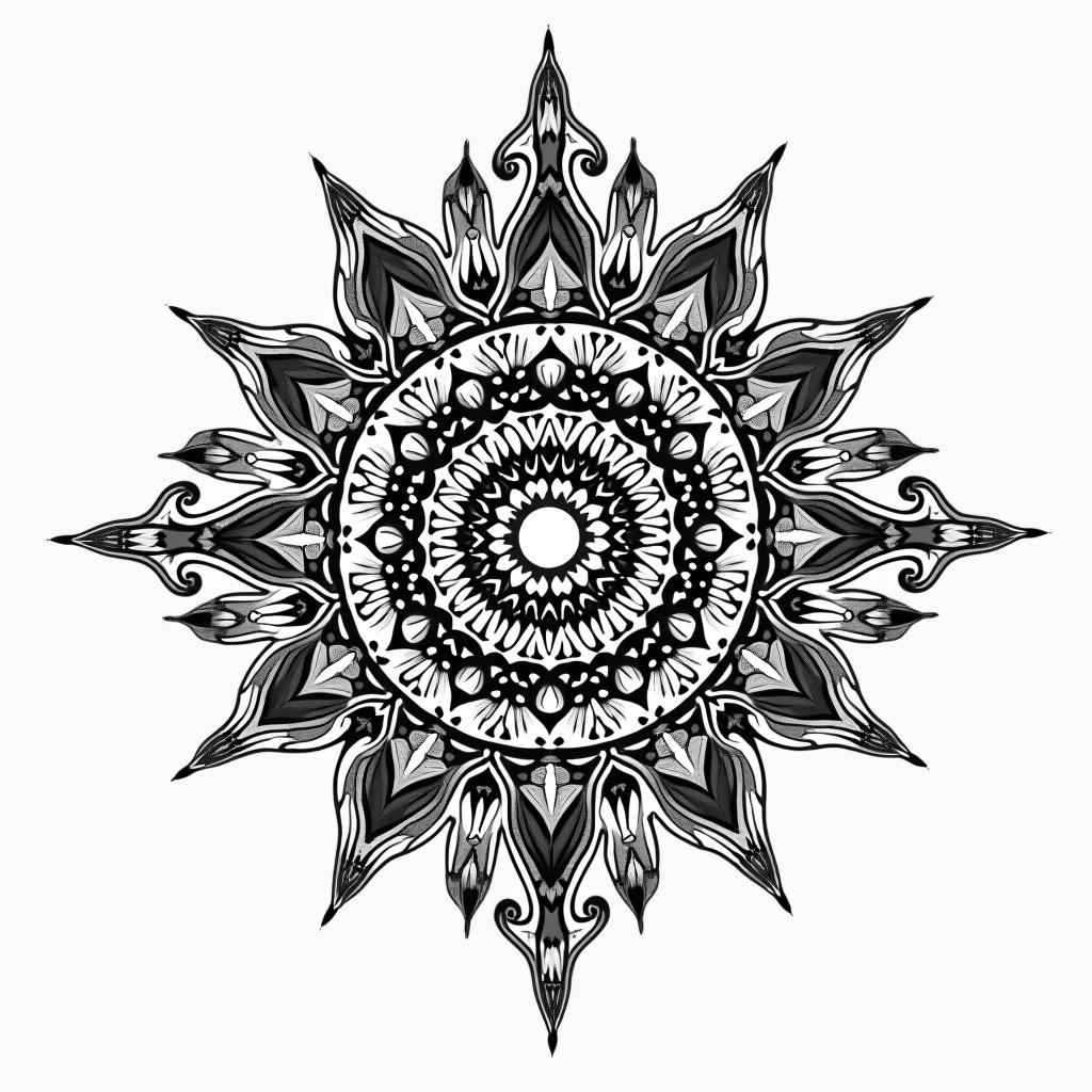American Soldier, aquarius, feb 10, 1994in dotwork style tattoo, complex mandala patterns, interlocking geometric shapes with sharp symmetry, clean lines, sharp angles - Variation 4