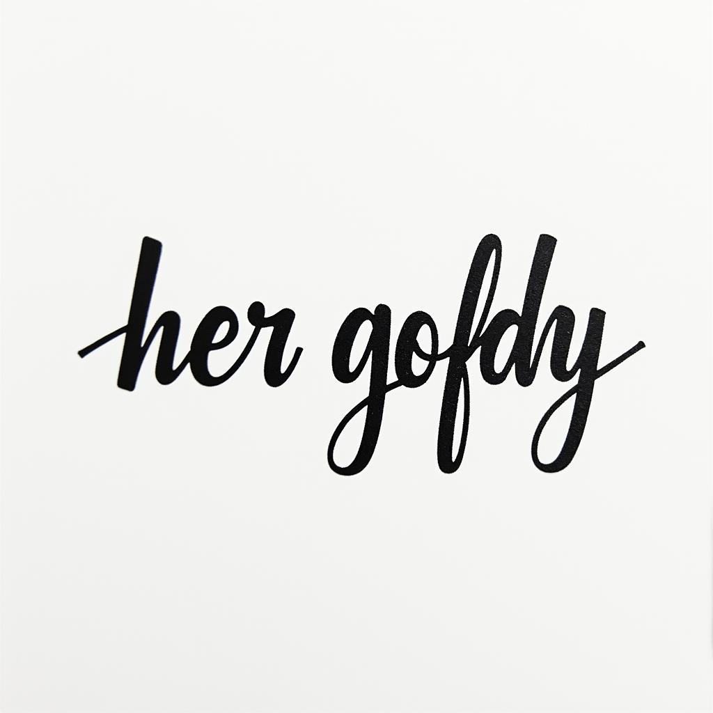 Her Goofyminimalist text-based tattoo, Monospace font ultra-realistic, perfectly placed, high-quality font design, photo-realistic shading, 8k, high quality, finely detailed typograph