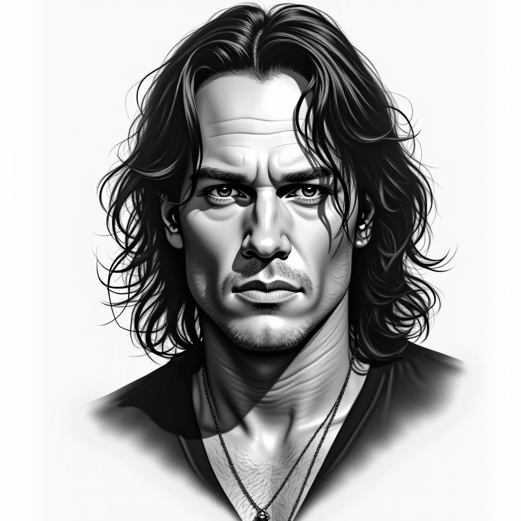 Brandon Leein portrait tattoo style, featuring a highly realistic and detailed depiction - Variation 4