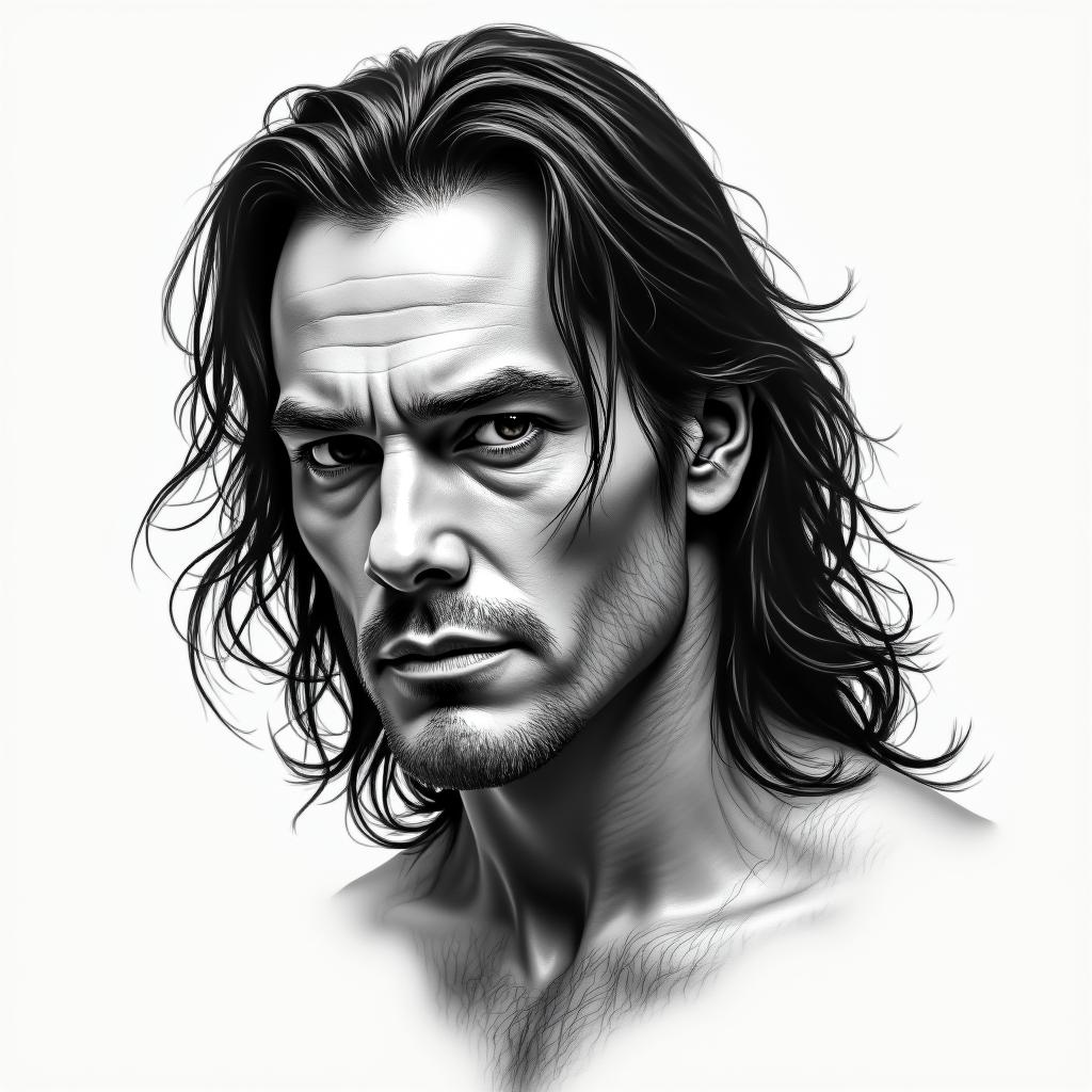 Brandon Leein portrait tattoo style, featuring a highly realistic and detailed depiction - Variation 2