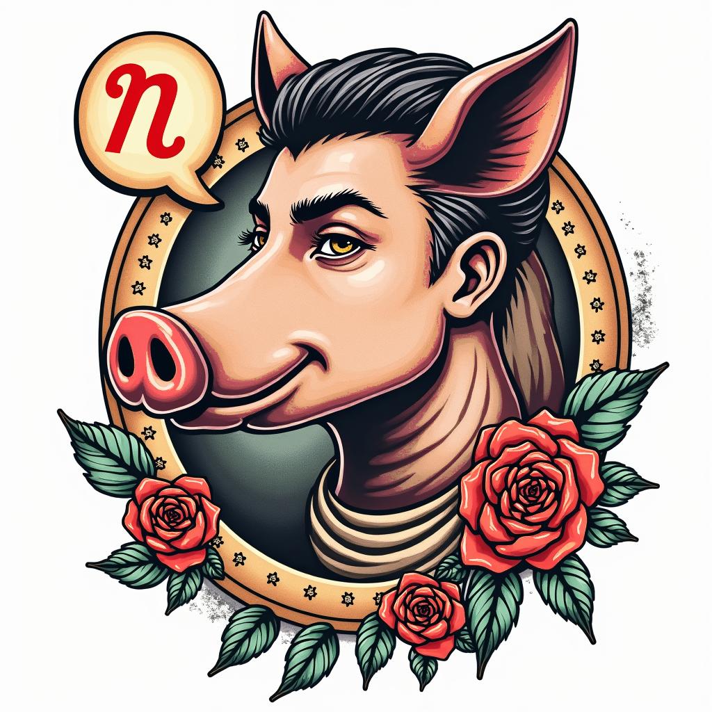 Sam Duero's zodiac sign is Aries, as he was born on April 3, 1995, which is also the Year of the Pig according to the Chinese zodiac.in pop art style tattoo, featuring bold and vibrant colors, exaggerated outlines, iconic imagery, inspired by comic books and speech bubbles, comic book characters, retro pop culture - Variation 3