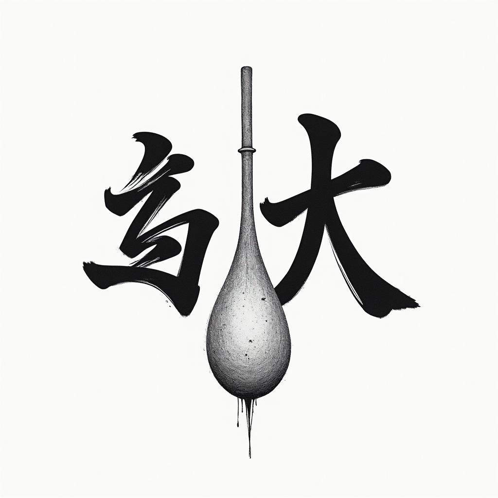 Small penistext-based tattoo, japanese font ultra-realistic, perfectly placed, high-quality font design, photo-realistic shading, 8k, high quality, finely detailed typograph