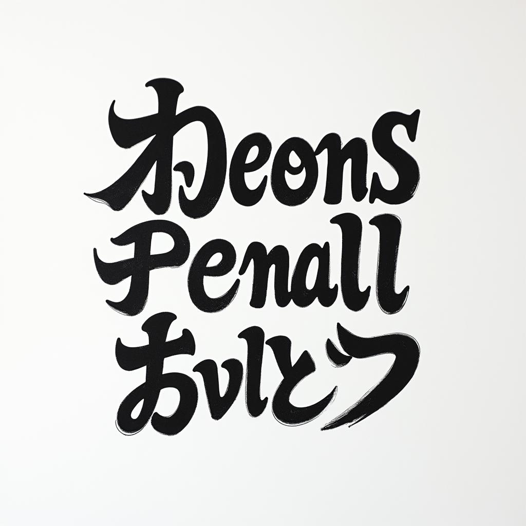 Small penistext-based tattoo, japanese font ultra-realistic, perfectly placed, high-quality font design, photo-realistic shading, 8k, high quality, finely detailed typograph - Variation 3