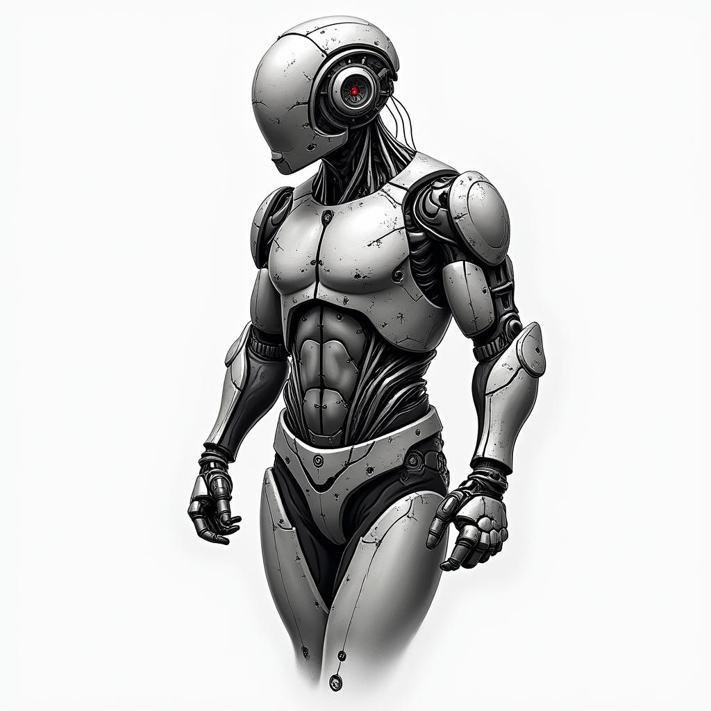 American Soldier, aquarius, feb 10, 1994tattoo in biomechanic style, the tattoo covered by robotic elements of futuristic cyberpunk design, robotic features detail, showcasing intricate mechanical components - Variation 2