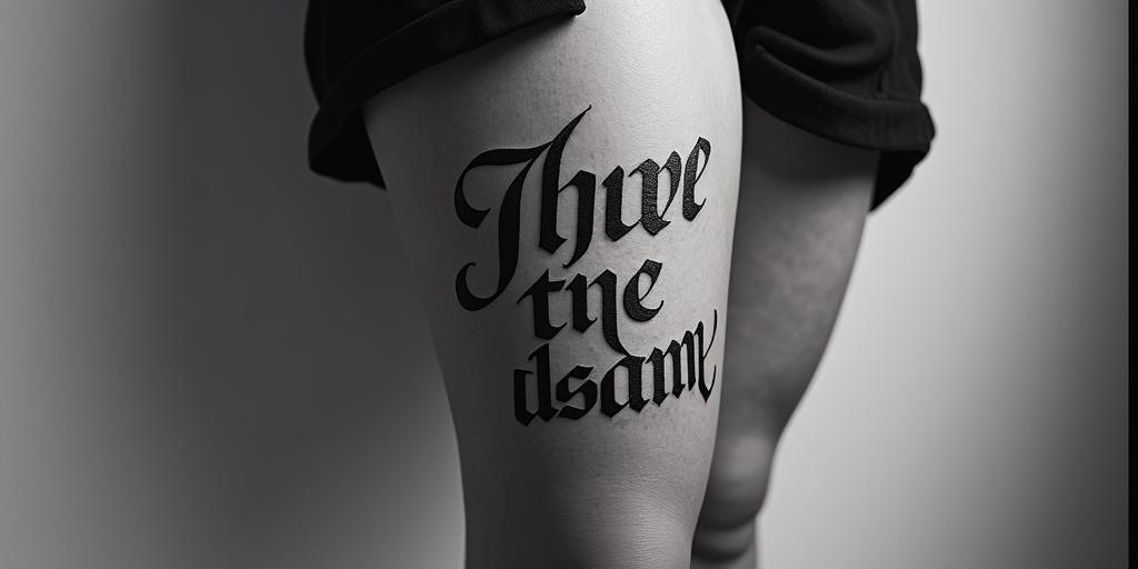 patry, aquarius, Zamora (Spain)text-based tattoo, gothic font ultra-realistic, perfectly placed, high-quality font design, photo-realistic shading, 8k, high quality, finely detailed typography - Variation 2