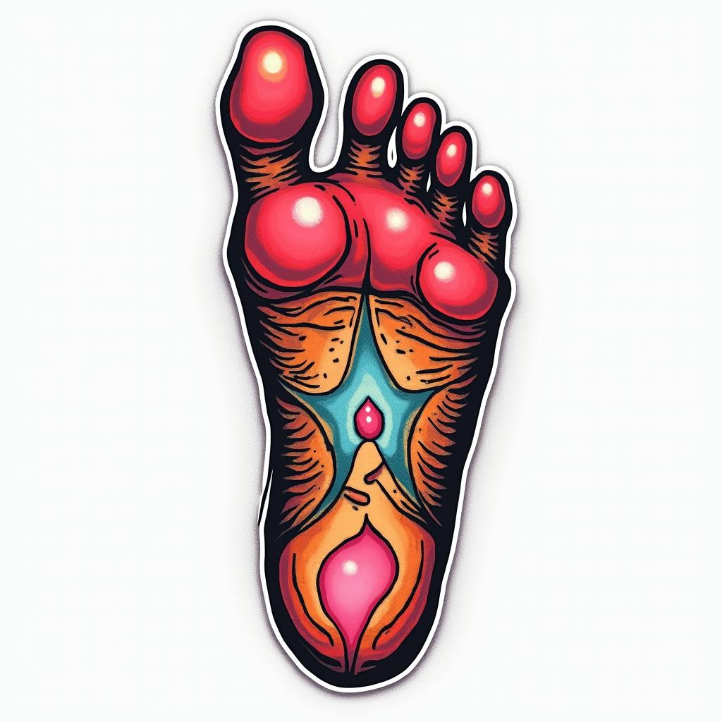 I want a tattoo with my baby’s foot print and birth details.in pop art style tattoo, featuring bold and vibrant colors, exaggerated outlines, iconic imagery, inspired by comic books and speech bubbles, comic book characters, retro pop culture - Variation 3