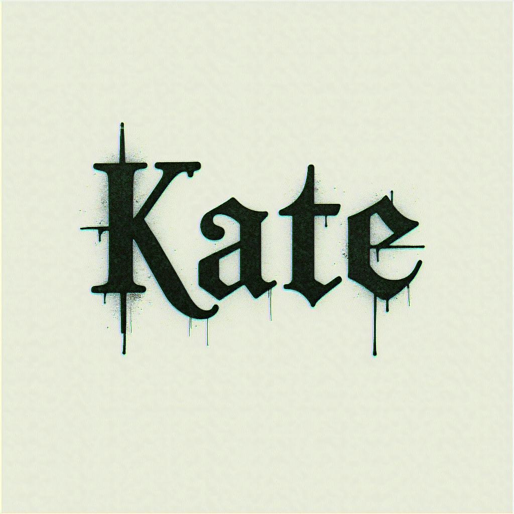 Katetext-based tattoo, gothic font ultra-realistic, perfectly placed, high-quality font design, photo-realistic shading, 8k, high quality, finely detailed typography