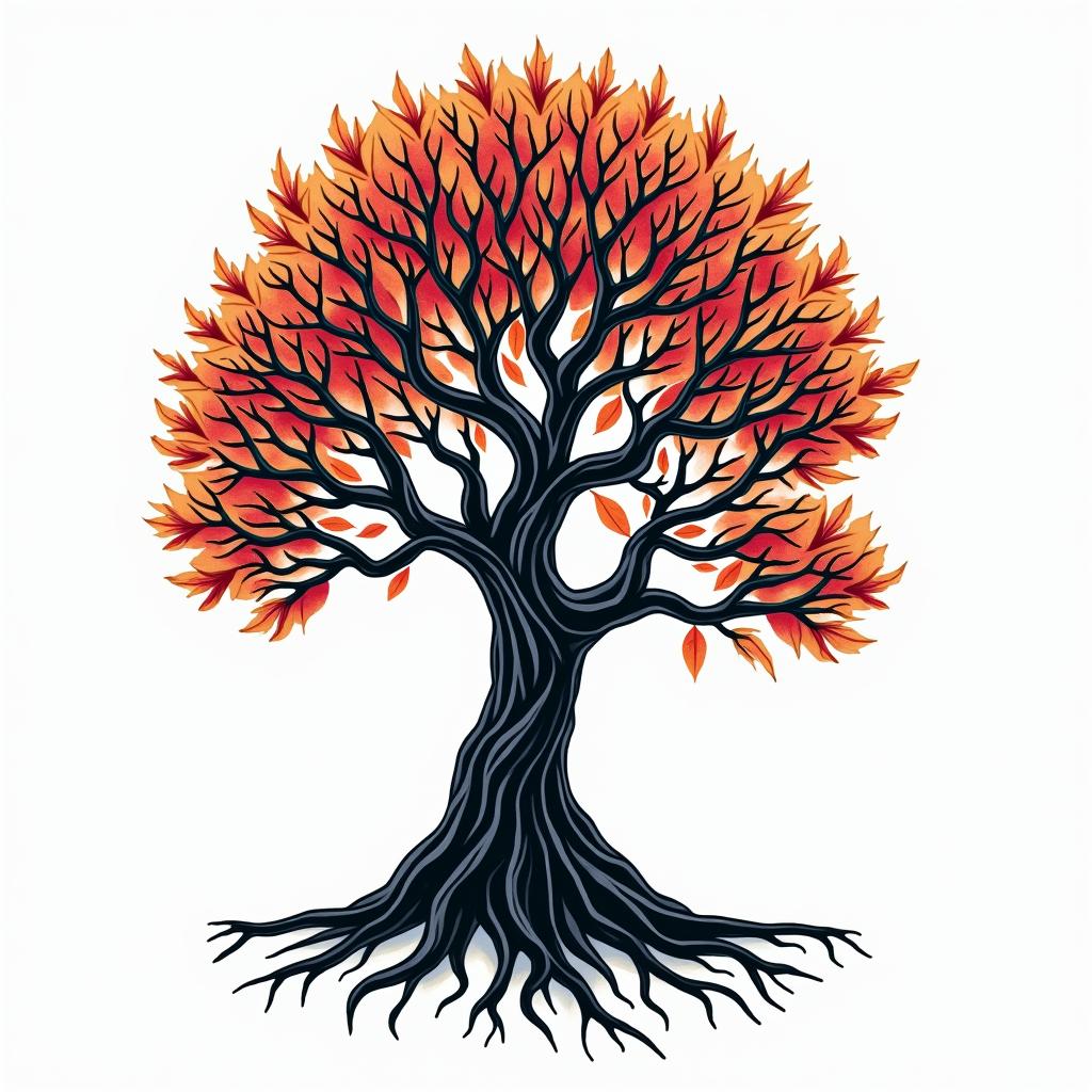 Tree of lifein pop art style tattoo, featuring bold and vibrant colors, exaggerated outlines, iconic imagery, inspired by comic books and speech bubbles, comic book characters, retro pop culture
