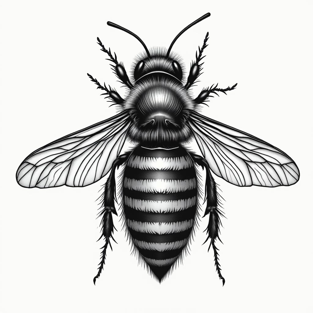 Bees back tattooin japanese style tattoo, detailed tattoo, traditional japanese culture tattoo, mythology, 8k - Variation 4