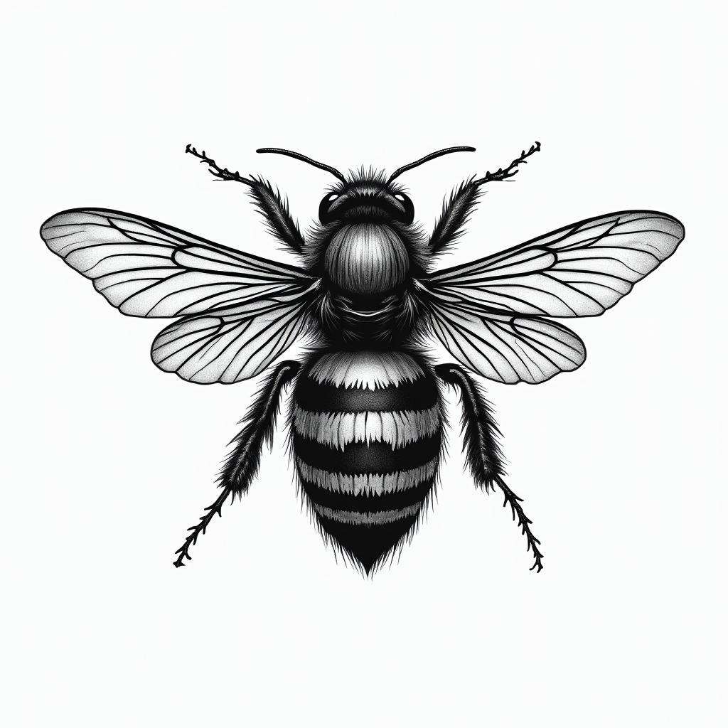 Bees back tattooin japanese style tattoo, detailed tattoo, traditional japanese culture tattoo, mythology, 8k - Variation 2