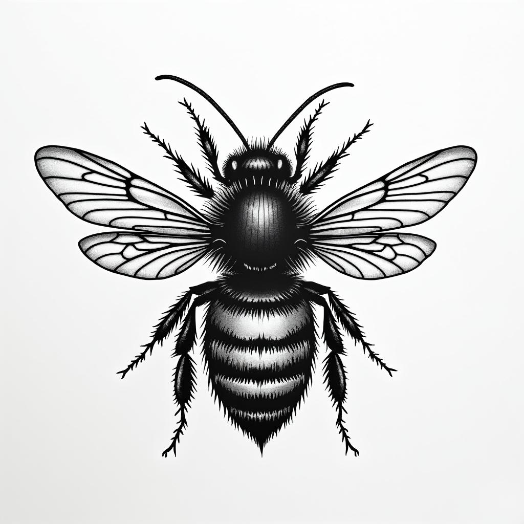 Bees back tattooin japanese style tattoo, detailed tattoo, traditional japanese culture tattoo, mythology, 8k - Variation 3