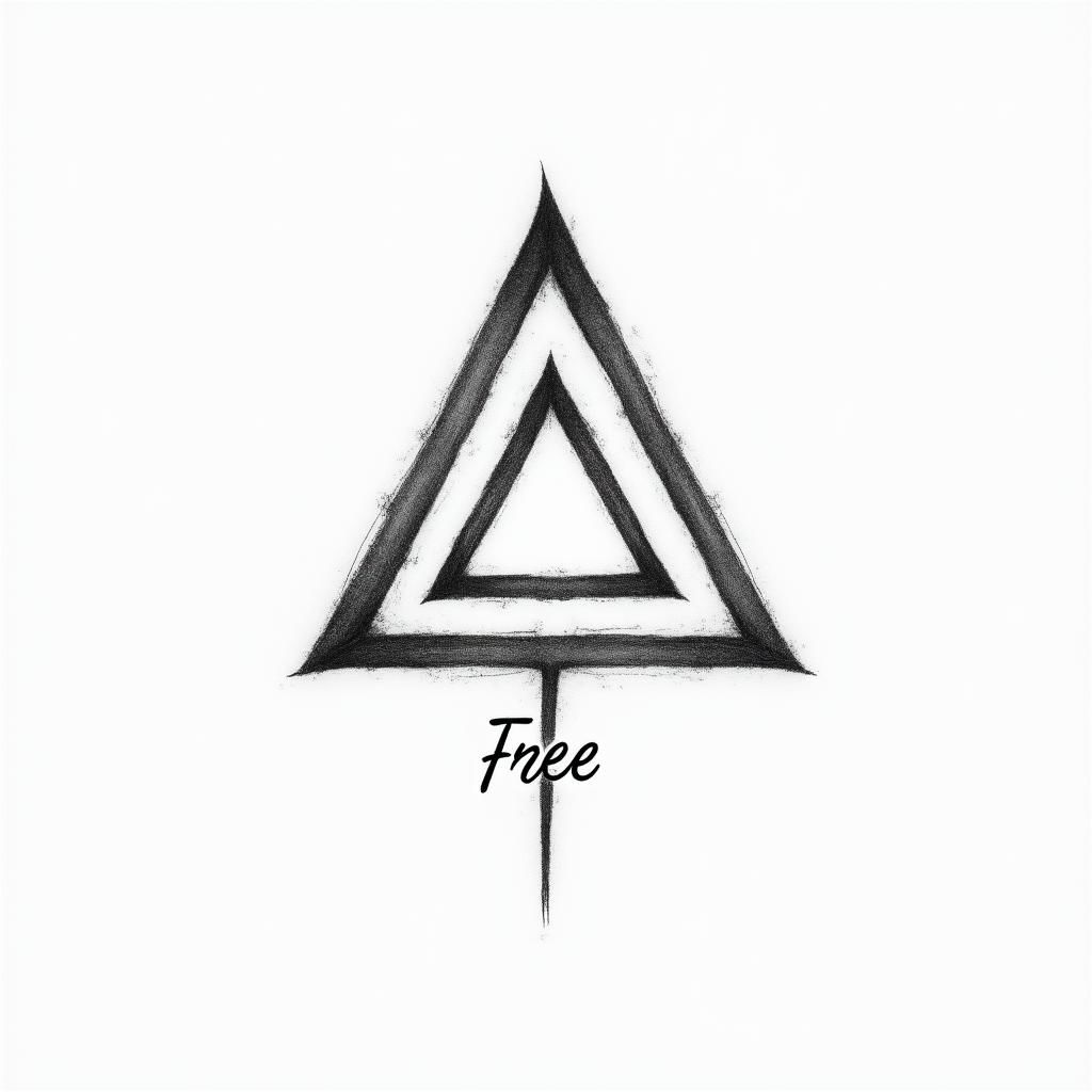 Symbol + word: an inverted triangle + "Free" underneath
• Meaning: The inverted triangle is the symbol of the sacred feminine, water, creativity, and depth. Accompanied by the word "Free," it becomes a proclamation of your essence.
• Visual style:
• Fine triangle, almost sketched, with the word in light calligraphy underneath.higly detailed tattoo - Variation 2