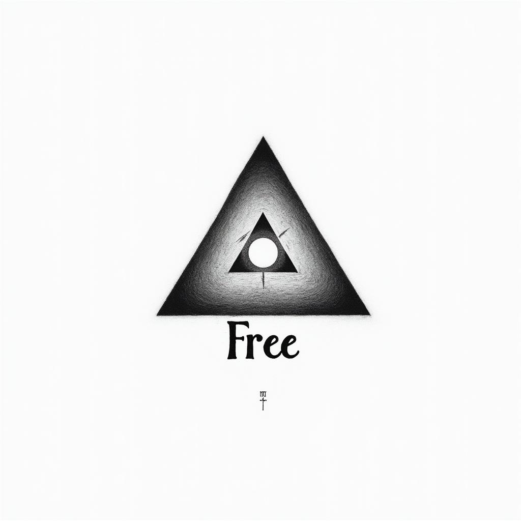 Symbol + word: an inverted triangle + "Free" underneath
• Meaning: The inverted triangle is the symbol of the sacred feminine, water, creativity, and depth. Accompanied by the word "Free," it becomes a proclamation of your essence.
• Visual style:
• Fine triangle, almost sketched, with the word in light calligraphy underneath.higly detailed tattoo - Variation 3