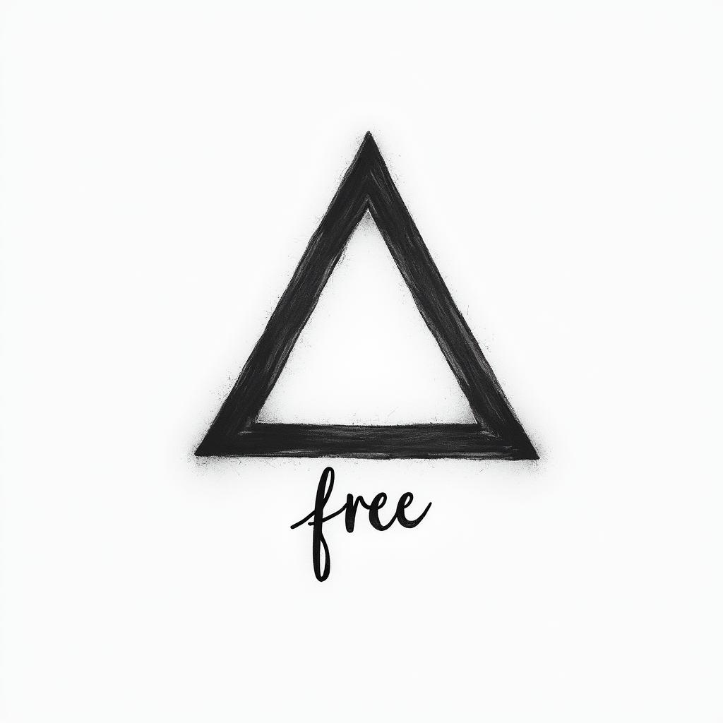 Symbol + word: an inverted triangle + "Free" underneath
   •   Meaning: The inverted triangle is the symbol of the sacred feminine, water, creativity, and depth. Accompanied by the word "Free," it becomes a proclamation of your essence.
   •   Visual style:
   •   Fine triangle, almost sketched, with the word in light calligraphy underneath.higly detailed tattoo