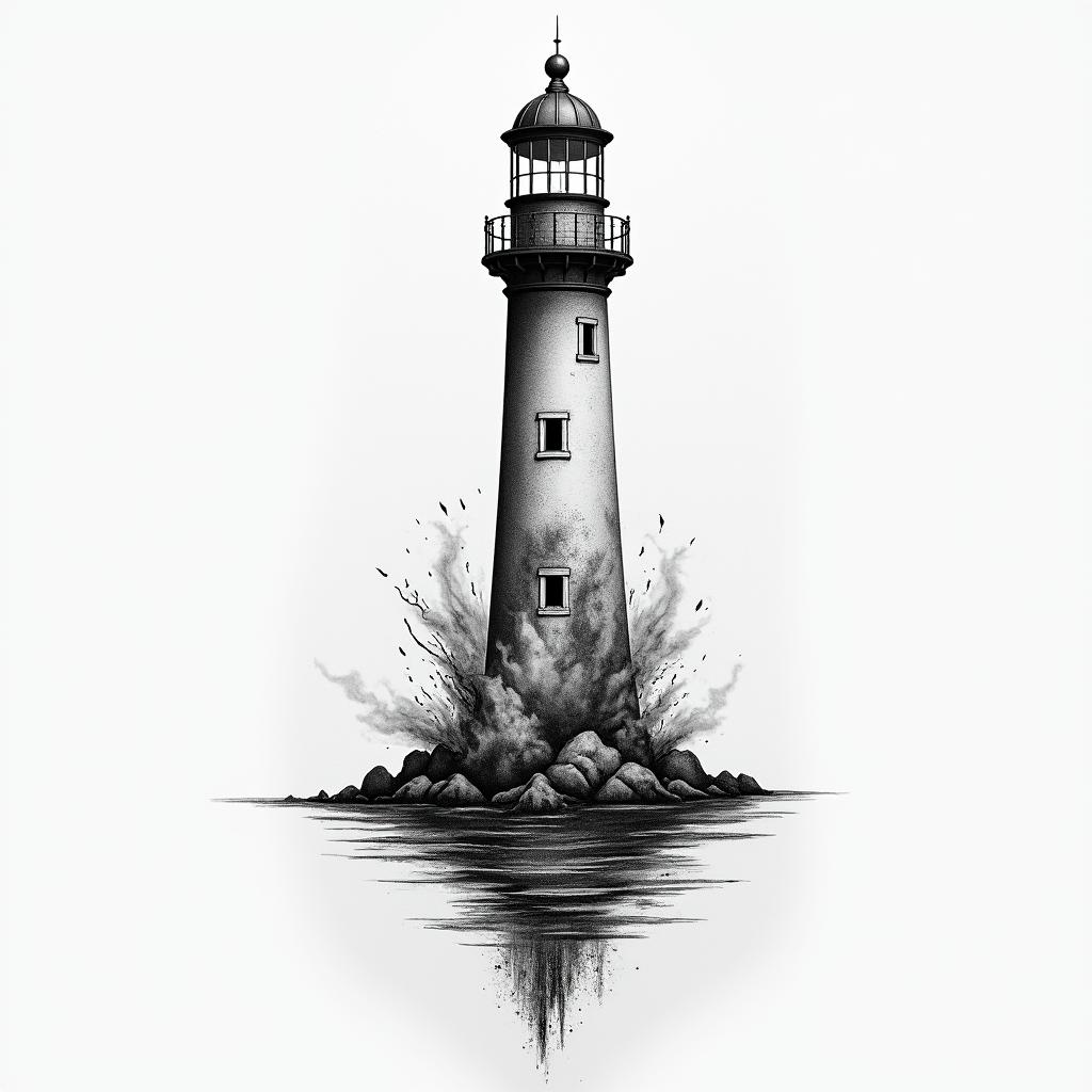 Lighthouse tattoo: "And even burned, I am reborn"
	•	Meaning: you are a woman who has experienced storms, flames, but you have never stayed down. This phrase affirms your ability to rebuild yourself stronger, truer.higly detailed tattoo - Variation 3